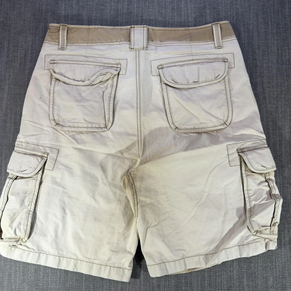 L.L. Bean Shorts Mens 34 Beige Cargo Canvas Regular Fit Casual Utility Pockets